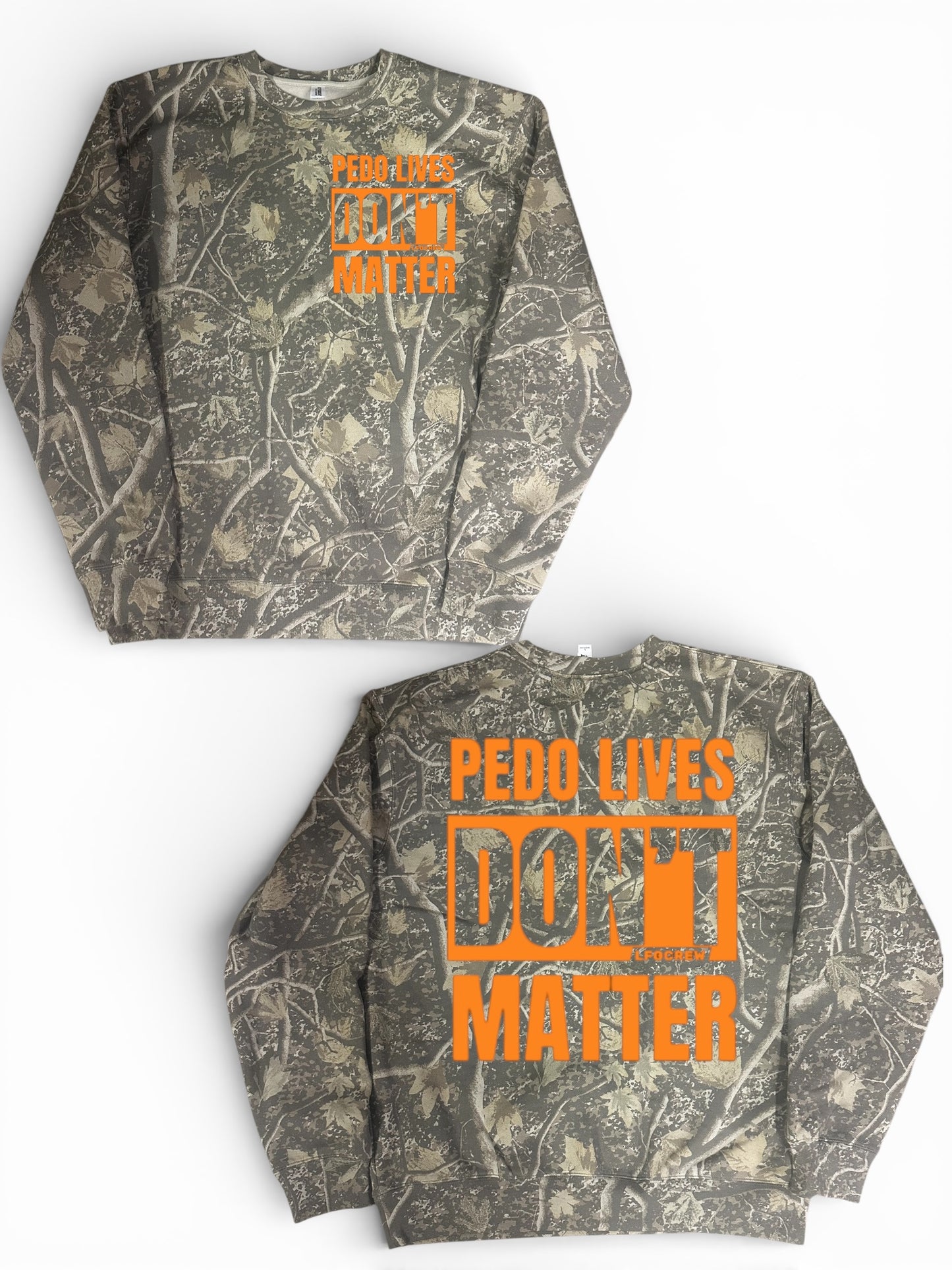 PEDO LIVES deadwood orange crewneck